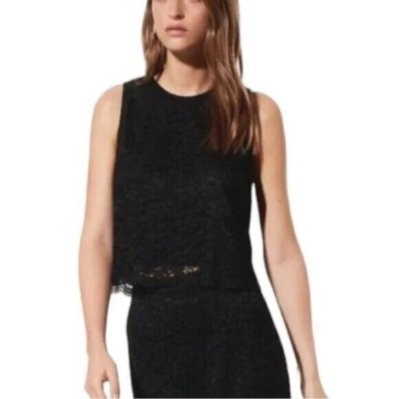 BABATON Aritzia Koen Lace Crop Top Sz 0 Black - Picture 3 of 8
